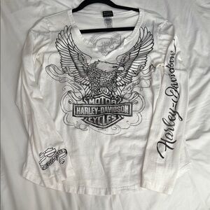 Harley-Davidson White Long Sleeve Tee with Black Graphics